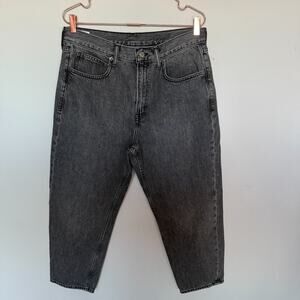 GAP Womens Barrel High Rise Jeans Size 30 / 10 Short Black Wash Denim Y2K Boho